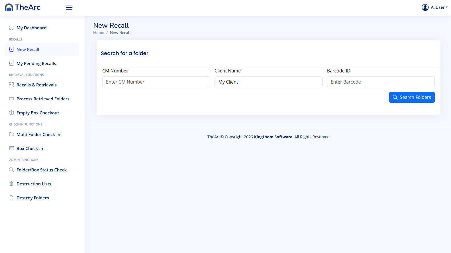 Search and recall a folder